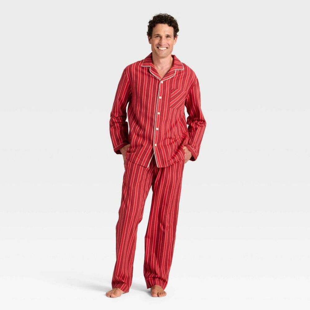 Men's Flannel Pajama Set - Goodfellow & Co Red Stripe S